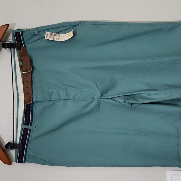 New Vintage Meadow Green Manhattan Poly Cotton Pants sz 34 casual golf belt NWT - Picture 4 of 5